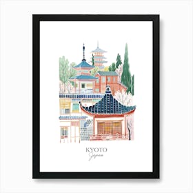 Kyoto Japan Gouache Travel Illustration Art Print
