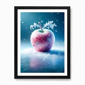 A Red Apple with the reflection on the semi gloss, winter theme Art Print