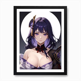 Anime Girl With Purple Hair Art Print