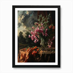 Baroque Floral Still Life Sweet Pea 3 Art Print