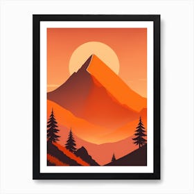 Misty Mountains Vertical Composition In Orange Tone 24 Art Print