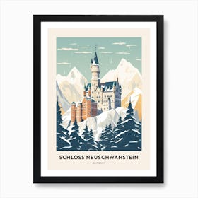 Vintage Winter Travel Poster Schloss Neuschwanstein Germany 6 Art Print