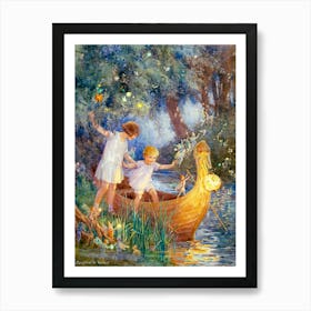 The Boat to Fairyland c1923 by English Illustrator Margaret Tarrant (1988-1959) Fully remastered HD art prints (signed left bottom corner) Affiche