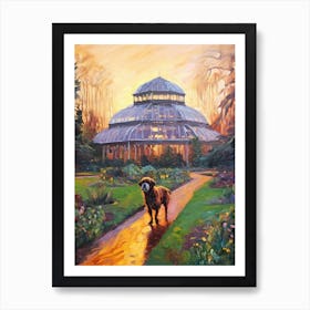 A Painting Of A Dog In Kew Gardens, United Kingdom In The Style Of Impressionism 04 Art Print