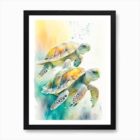 Conservation Sea Turtles, Sea Turtle Storybook Watercolours 1 Art Print