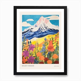 Mount Foraker United States 1 Colourful Mountain Illustration Poster Art Print