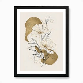 Flowers And Gold Art Print