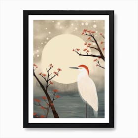 Bird Illustration Egret 2 Art Print