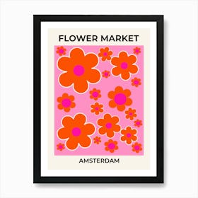 Flower Market Amsterdam Pink And Orange Art Print