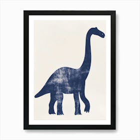 Navy Blue Dinosaur Silhouette Art Print