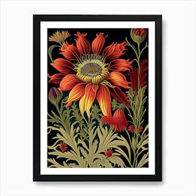 Indian Blanket Wildflower Vintage Botanical 1 Art Print