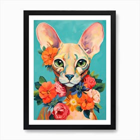 Sphynx Cat With A Flower Crown Painting Matisse Style 3 Art Print