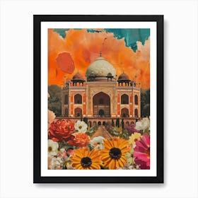 Delhi   Floral Retro Collage Style 1 Art Print