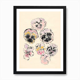 Watercolor Pansy Flowers Art Print