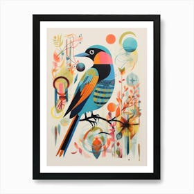 Colourful Scandi Bird Sparrow 1 Art Print