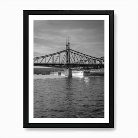 Liberty Bridge Budapest, Hungary | Black and White Photography Art Print