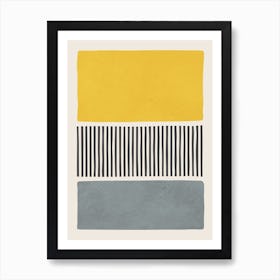 Yellow Gray Block Vertical Black Stripes Art Print