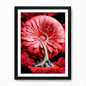 3d Red Tree Art Print