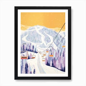 Aspen Snowmass   Colorado, Usa, Ski Resort Pastel Colours Illustration 1 Art Print