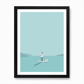 Paddleboarder and his dog Art Print