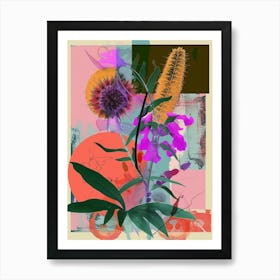 Prairie Clover 3 Neon Flower Collage Art Print