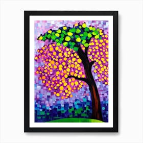 Purple Leaf Plum Tree Cubist Art Print