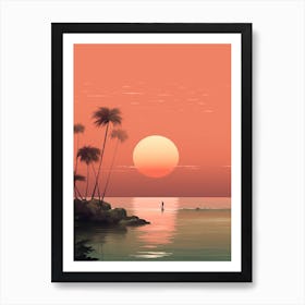 Illustration Under The Sky By The Moon In Pink Tones 3 Affiche
