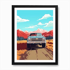 A Chevrolet Silverado In The Andean Crossing Patagonia Illustration 4 Art Print