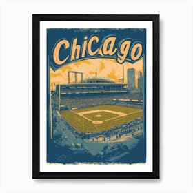 Aihrgdesign A Retro Travel Poster For Chicago Featuring The H 3f6da962 81eb 4ee1 8a70 3bda82c567ea 1 Art Print