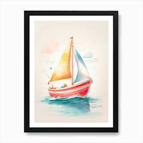 Watercolor Sailboat 1 Art Print