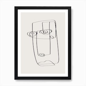 Visage Linéaire Affiche Minimaliste pour Salon