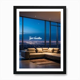 A Beautifully Calligraphed Sign Expressing Gratitude Hovering Gracefully Under Soft Led Lights Pla (4) Art Print