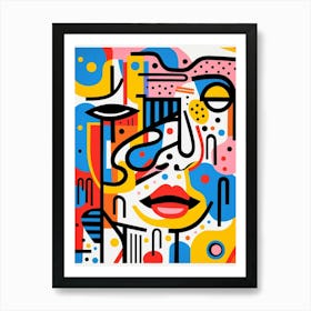 Geometric Colourful Face Illustration 2 Art Print