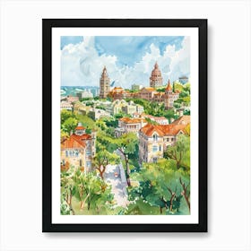 Storybook Illustration The University Of Austin Texas 1 Art Print