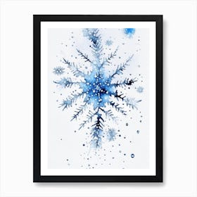 Stellar Dendrites, Snowflakes, Minimalist Watercolour 1 Art Print