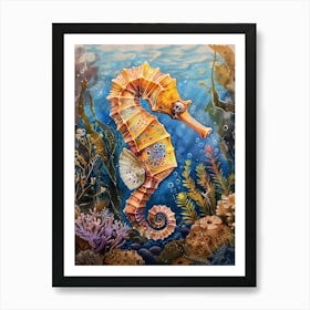 Seahorse Pastel Watercolour 3 Poster