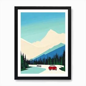 Sun Peaks, Canada Midcentury Vintage Skiing Poster Art Print