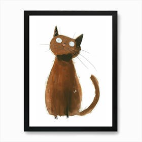 Havana Brown Cat Clipart Illustration 1 Art Print