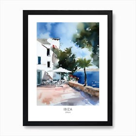 Ibiza Spain Watercolour Travel Poster 2 Affiche