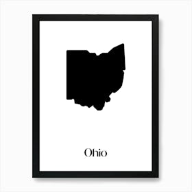 Silhouette Of Ohio Art Print