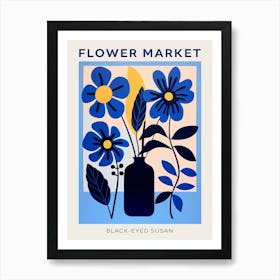 Blue Flower Market Poster Black Eyed Susan 2 Art Print