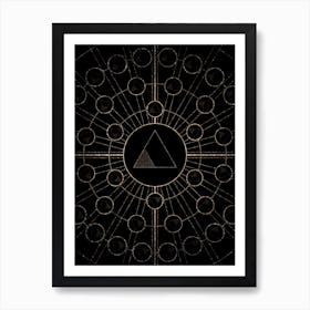 Geometric Glyph Radial Array in Glitter Gold on Black n.0259 Art Print