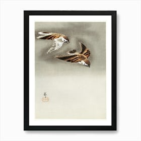 Ring Sparrows In Snow (1900 1930), Ohara Koson Art Print