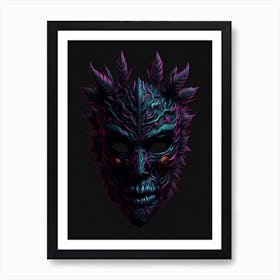 Oni Mask Neon Cyberpunk (2) Art Print