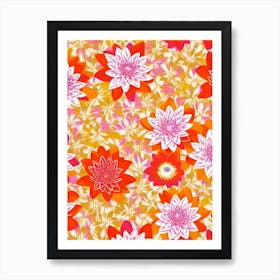 Water Lily Floral Print Warm Tones 1 Flower Art Print