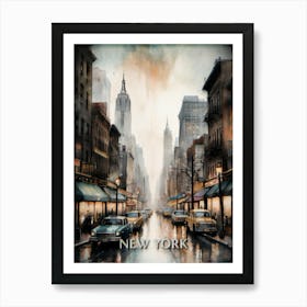 New York City Vintage Painting (26) Art Print