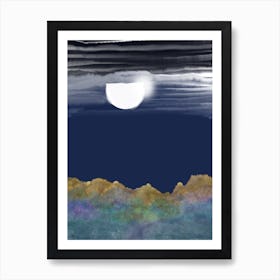 Moonlight Over The Ocean Art Print