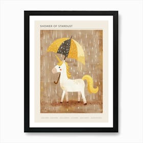 Unicorn Under An Umbrella Muted Pastels 1 Poster Art Print