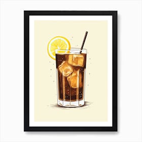 Illustration Long Island Iced Tea Floral Infusion Cocktail 3 Art Print