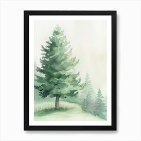 Spruce Tree Atmospheric Watercolour Painting 1 Art Print